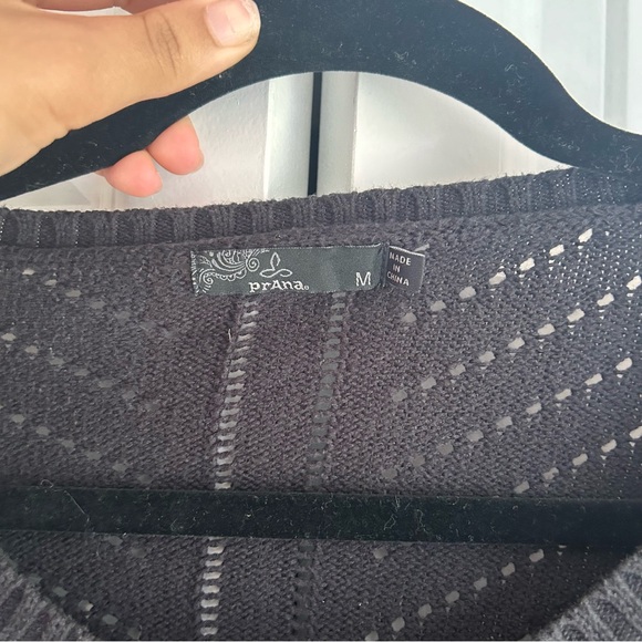 PRANA BLACK CROCHET SWEATER- M - Picture 3 of 3